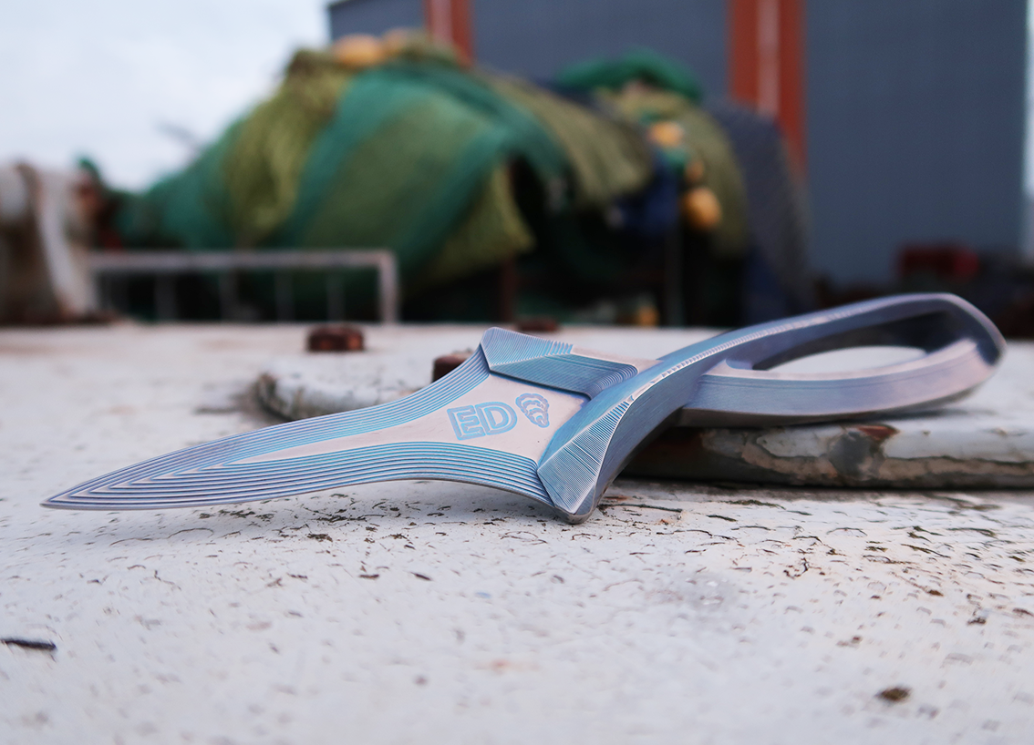 The Hugo Full Titanium Oyster Knife - Blue