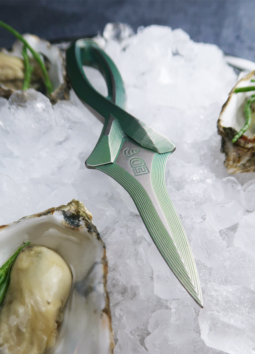 The Hugo Full Titanium Oyster Knife - Green